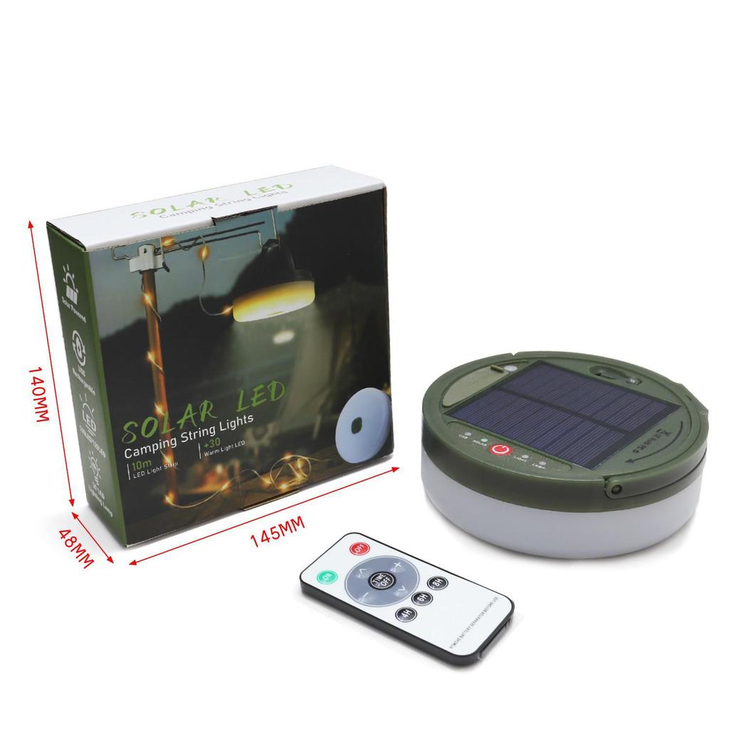 Ultra Bright Waterproof Solar Camping String Lights with Tent Lamp and Tape Measure Storage