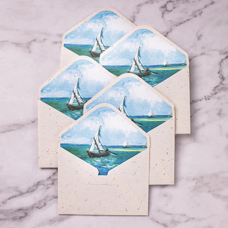 10ks/lot 10X7,5CM Vintage obálky Klasická olejomalba Vincenta van Gogha a rostlinné umělecké obálky na dopisy, svatební pozvánky