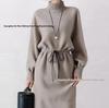 French Retro Drawstring Over-the-Knee Dress - Autumn Winter 2025 Collection