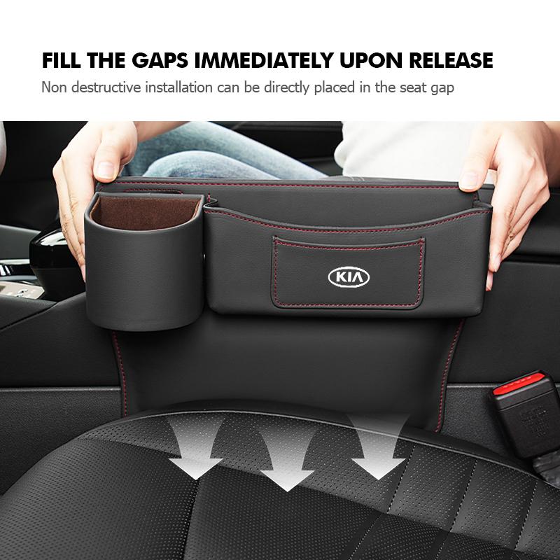 For KIA Leather Car Seat Crevice Storage Box Seat Slit Gap Organizer Bag K5 K2 Rio Optima Sportage Venga Sorento Stonic ForteZF8
