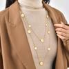 Vnox Stainless Steel Multilayer Sweater Chains Luxury Jewelry Round Coins Pendant Necklace For Women Gift Wholesale
