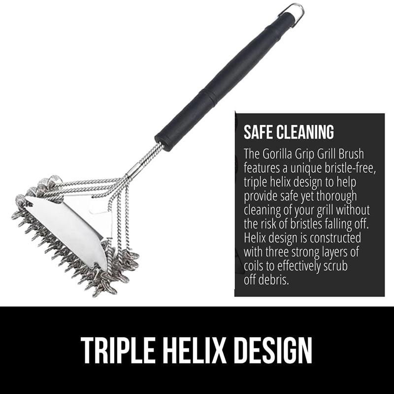 Ağır Hizmet Tipi Kılsız Üçlü Sarmal Izgara Fırçası Kazıyıcılı Dış Mekan Izgaraları İçin, Güvenli Buharlı Temizleme