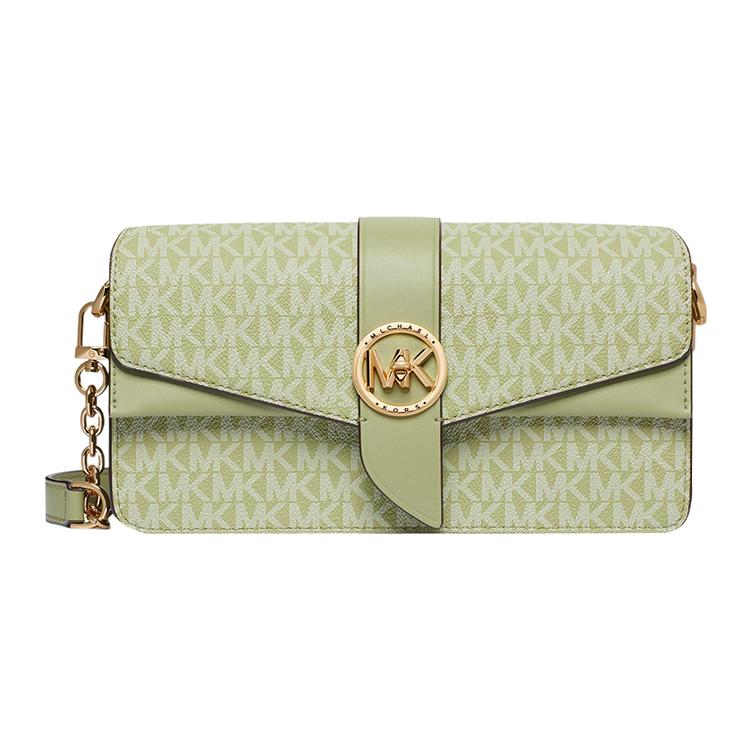 New MICHAEL KORS Greenwich Cow Leather Envelope Bag, Shoulder Bag, Crossbody Bag Women's Grass Green 30H1GGRL6V-378