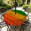 Outdoor Round Tablecloth With Umbrella Hole Waterproof Oil-Resistant Patio Dining Cover Deck Garden Terrace