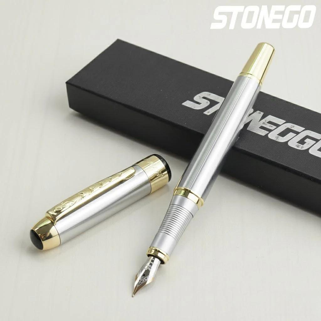Luxury Retro Stonego Fine Nib Gold Arrowhead Ring Trim Smooth Writing Ink Refill Converter Pen