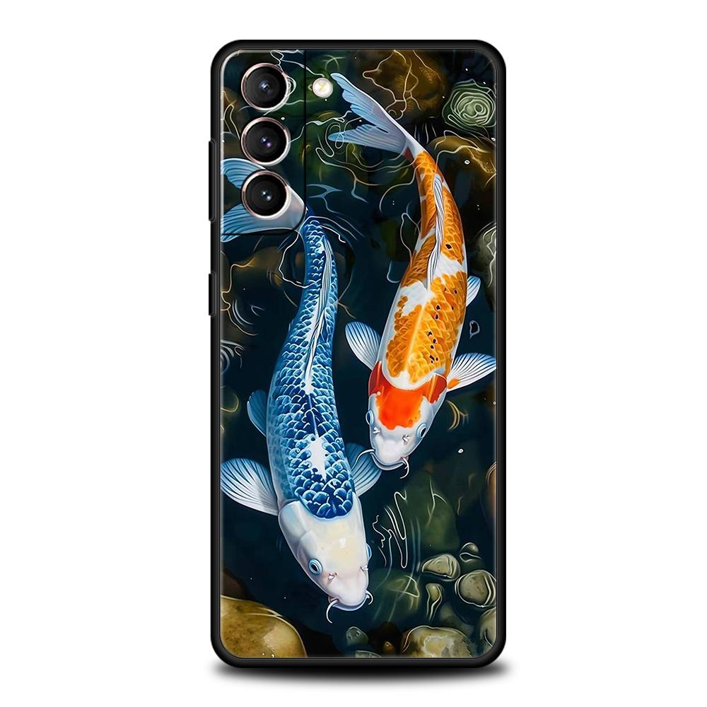 Cartoon Fish Case for Samsung Galaxy S24 S23 S22 S20 S21 FE Ultra S10 S10E S9 S8 Plus 5G Silicone Shockproof Phone Cover Capas