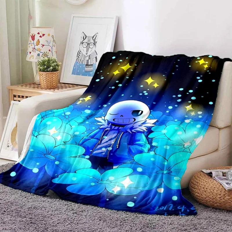 Funny U-Undertale Sans 3D Print Blanket Super Soft Warm Fleece Throw Blanket for Underground Legend Game Sofa Bed