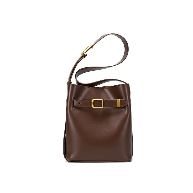New leather women's bag bucket bag retro cowhide versatile bag shoulder messenger bag women