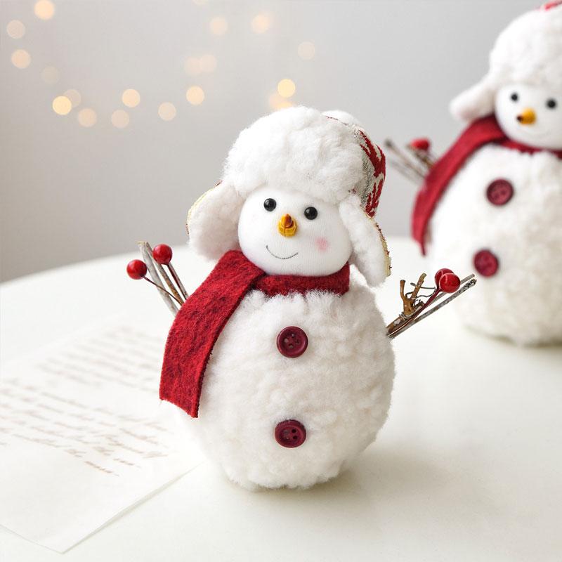 1pc Christmas Cute Ornaments Gift Favors Plush Cartoon Snowman Doll Knitted