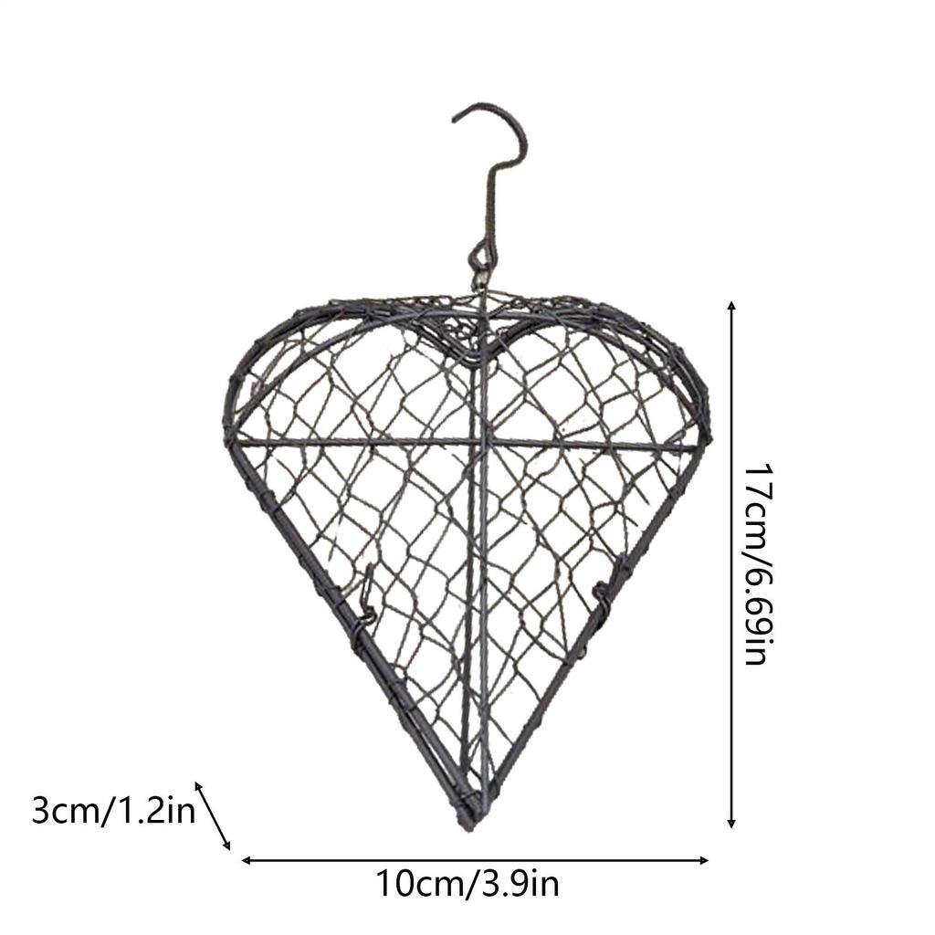 Hand Woven Heart-shaped Birds Nests Holder Refillable Iron Heart Shape Holder Wall Mounted Hummingbird Nesting Material Hanger