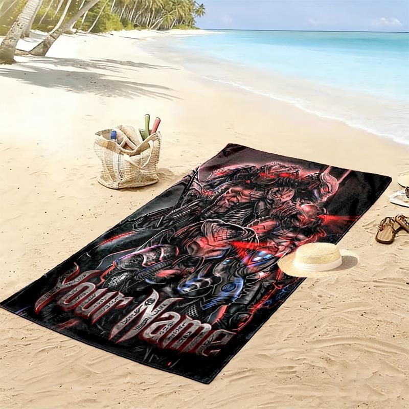 Name Custom Predator Print Beach Towel, Large Soft Quick Dry Towel for Beach Camping Swimming