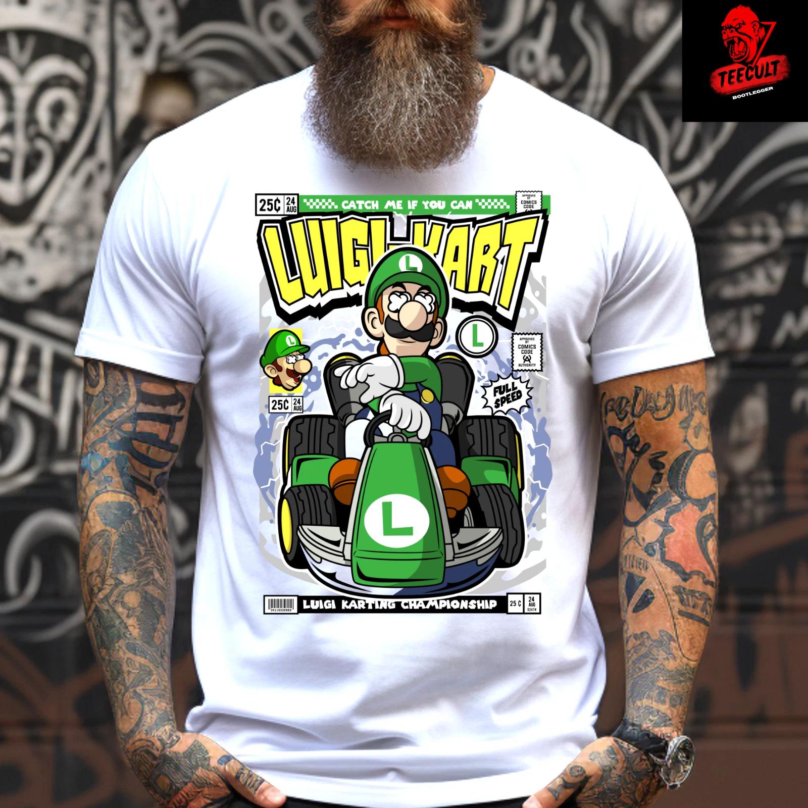 Men s and Women s T-shirts Luigi Kart Catch Me If You Can Funko Pop Unisex Nintendo Gamer XXXL