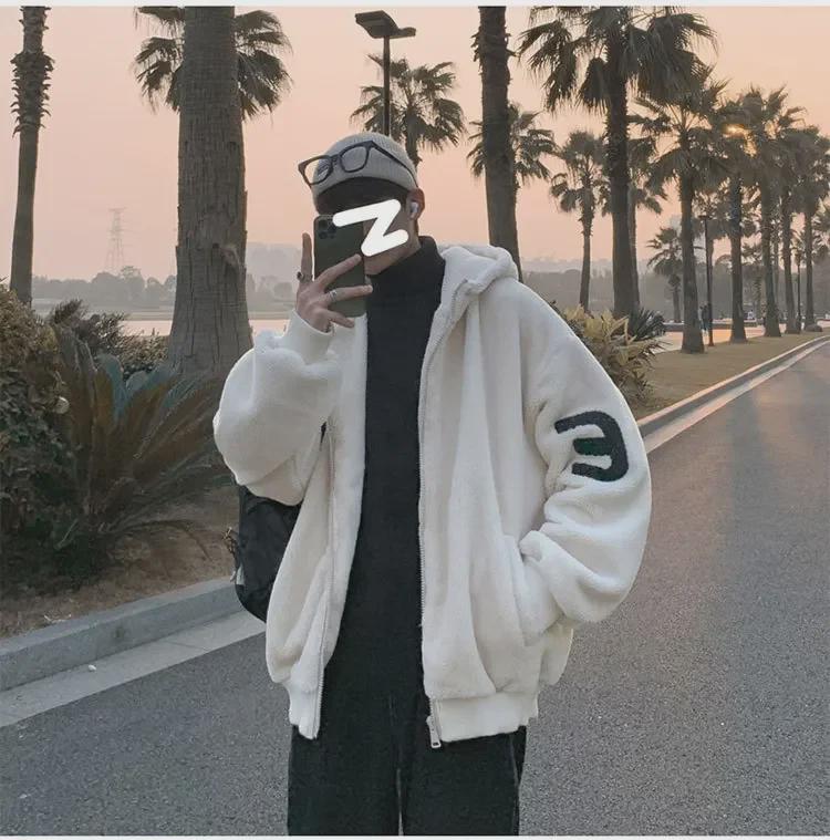 Men's Winter 2022 Lambskin Jacket: Trendy Large Size, Plus Velvet, Thickened Cotton, Stylish Lambskin Outerwear