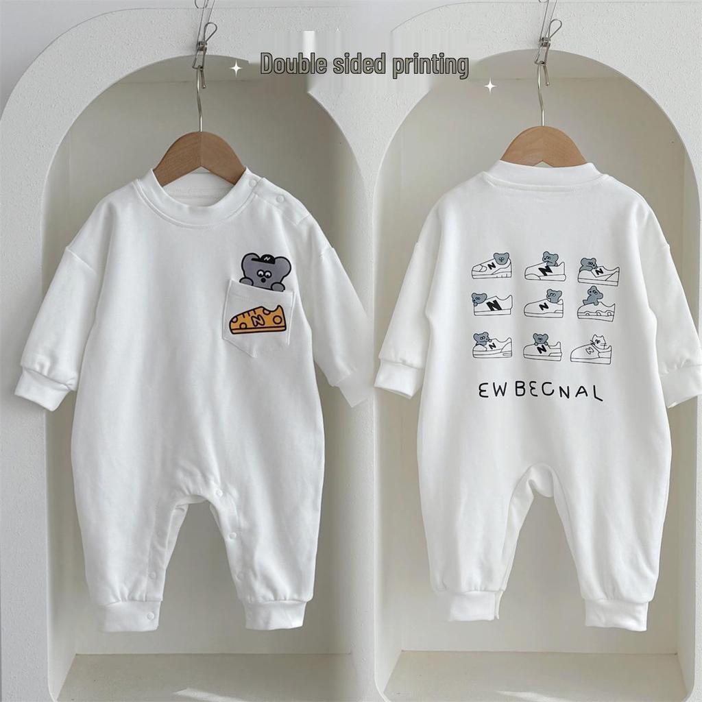 Infant & Toddler Bear Pocket Onesie Romper, Combed Cotton, Soft, Trendy Sweatshirt Style, 0-2 Years