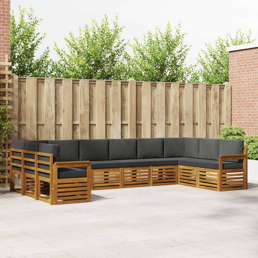 Corner Sofa Set with Cushions 10 pcs Natural and Anthracite