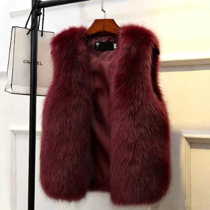 Imitation fur vest women's short autumn and winter new imitation fox fur vest thickened vest plush jacket