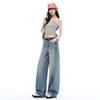 Summer Lyocell Tencel Cotton Thin Breathable Unique Pocket Drape Wide Leg Denim Pants For Women Casual Pants Oversize Denim Trousers