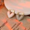 Classic Ear Buckle Anti-allergic Real Gold Electroplated Zircon Opal Earrings for Women