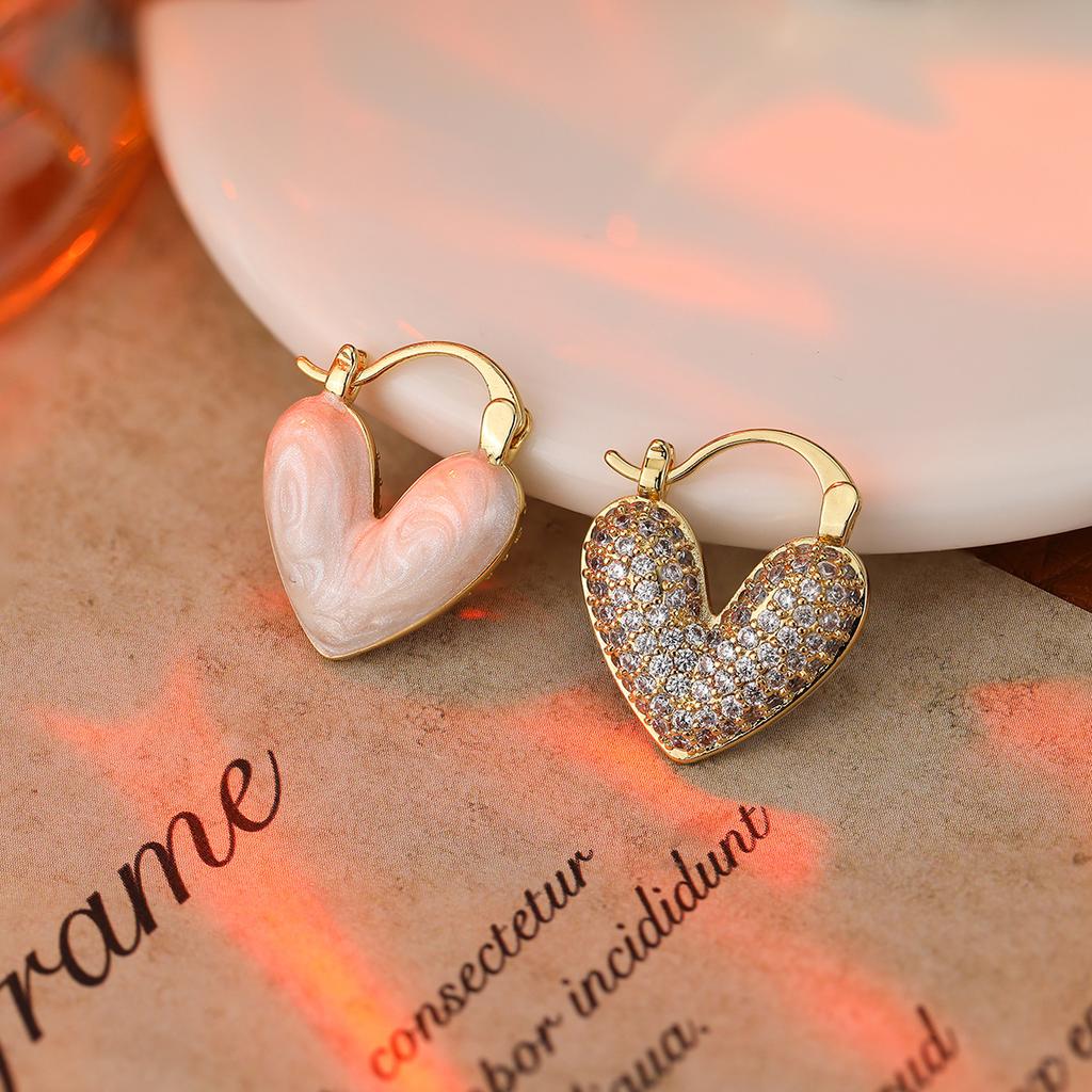 Classic Ear Buckle Anti-allergic Real Gold Electroplated Zircon Opal Earrings for Women