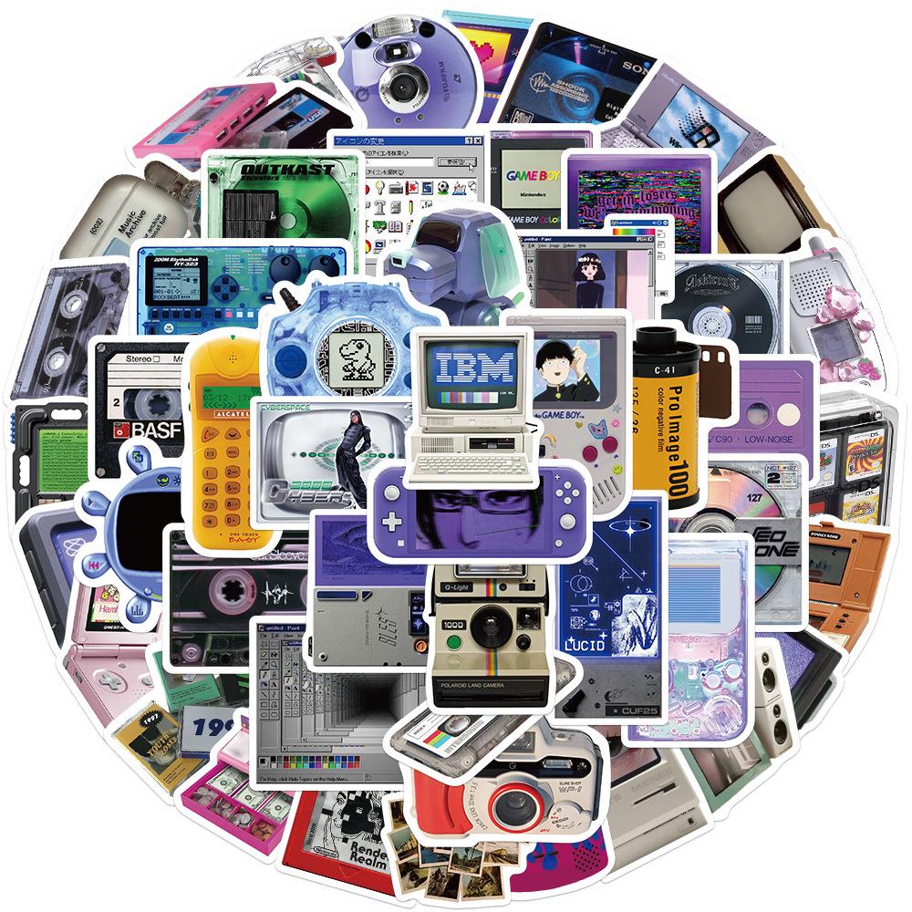 50 Cold Retro Equipment Card Disc Graffiti Stickers Decorative Suitcase Pen Guitar Notebook Waterproof Explosive