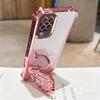 KEYSION Shockproof Plating Phone Case for Samsung A12 A22 4G Clear Soft TPU Glitter Jewelled Swan kickstand Back Cover for Galaxy M12