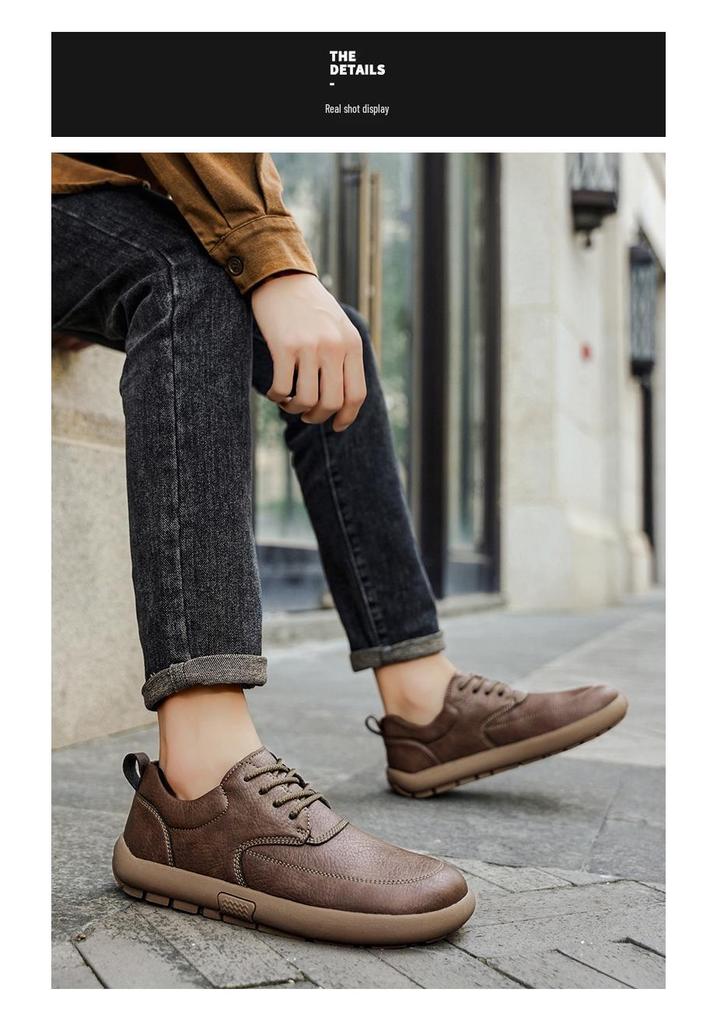 Men's Wide Head Leather Slip-on Retro Casual Shoes