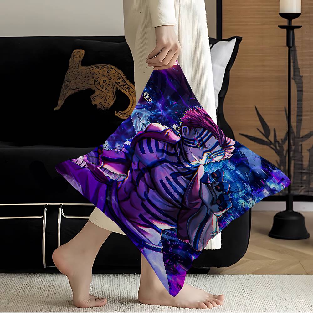 Japanese Anime Akaza D-Demon Slayer Cushion Cover Car Throw Pillow Case For Sofa Car Christmas Gift 40x40cm 45x45cm