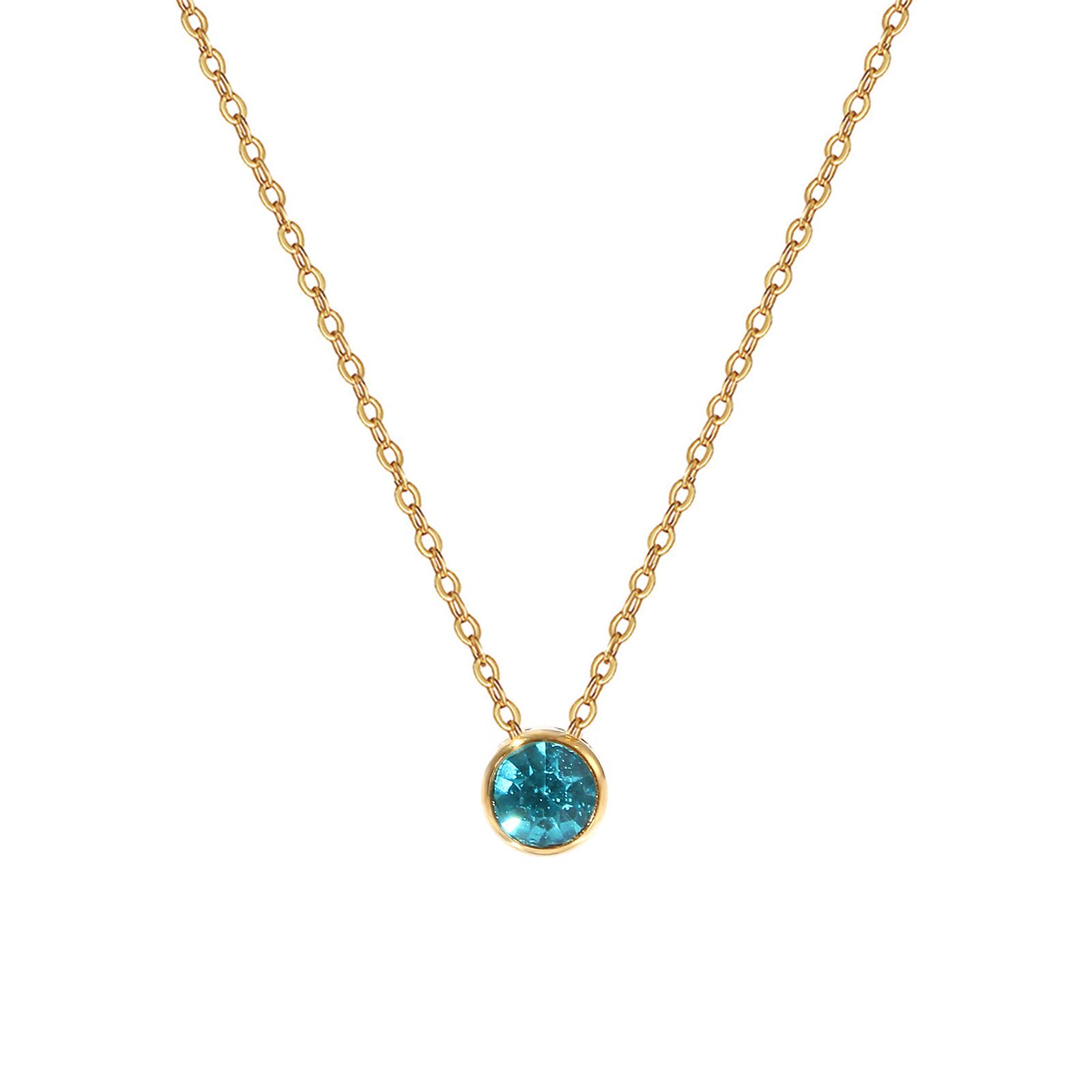 

304 Stainless Steel Birthstone Necklace 18K Real Gold Plated Link Cable Chain Necklace For Women Jewelry Gift 45cm, 1 Piece