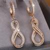 Double Layer Infinity Loop Earrings with Round Cubic Zirconia Accents Hoop Style Dangle Earrings for Women and Girls