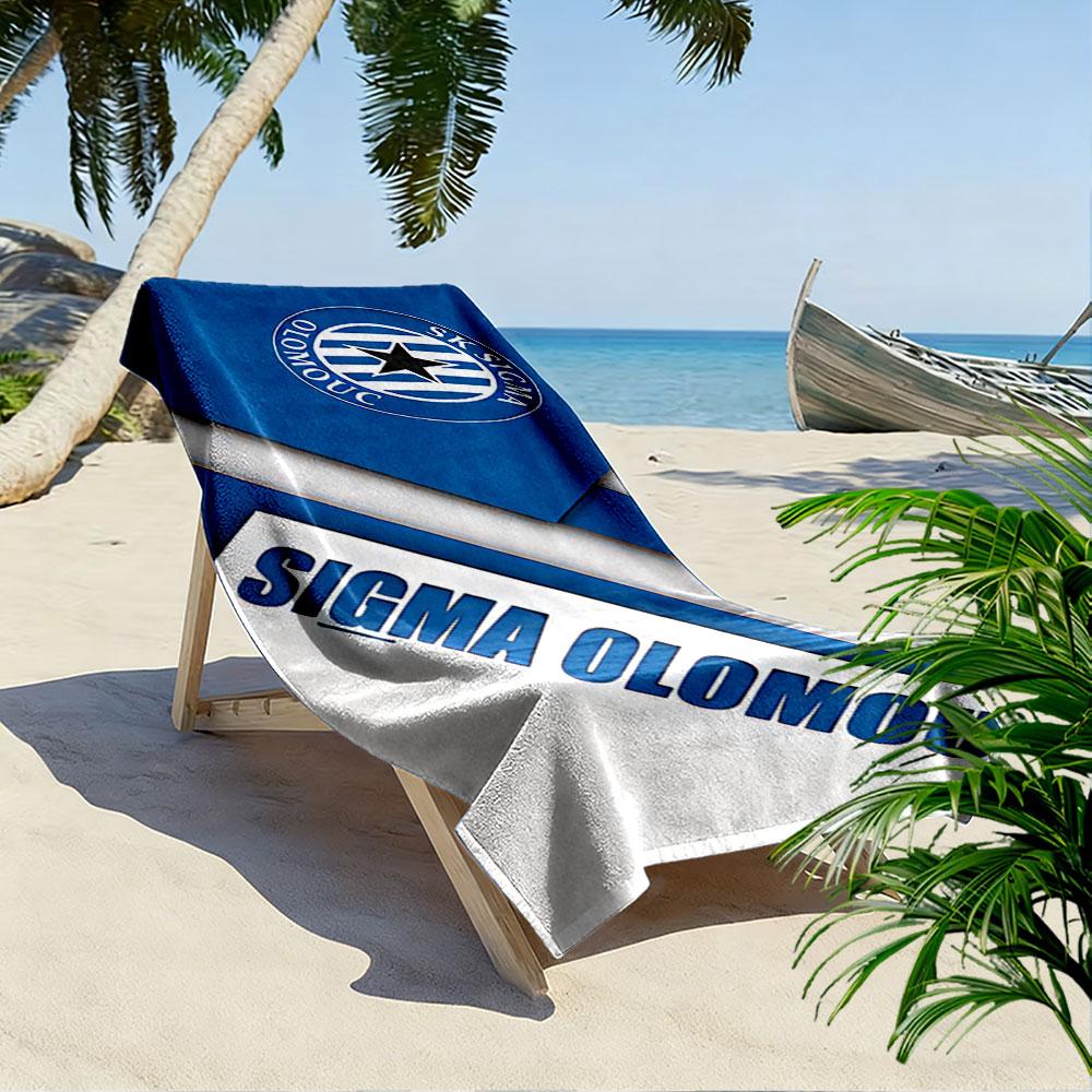 Beach Towel with Sigma Olomouc Czech Club Crest, Quick Dry Lightweight, Ultra Soft Absorbent, for Vacation Pool Gift