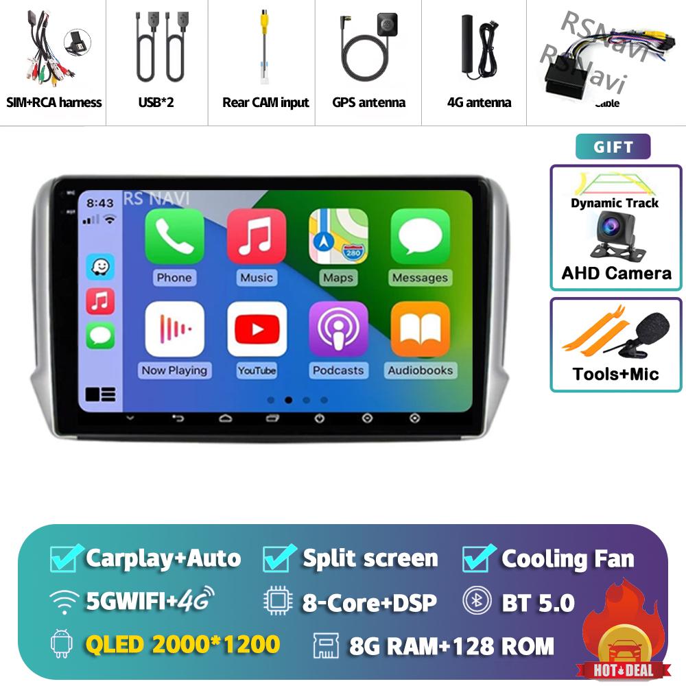 Android 14 Carplay Car Radio For Peugeot 2008 2013 - 2020 Multimedia Video Player Navigation GPS Stereo 360 Camera Head Unit DSP