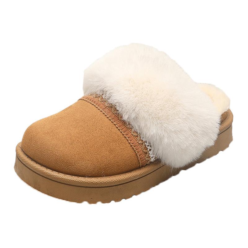 Fashion 2025 Winter Suede Comfort Thick Sole Flat Slippers Fashion New Round Head Warm Large Size Casual Slippers for Women