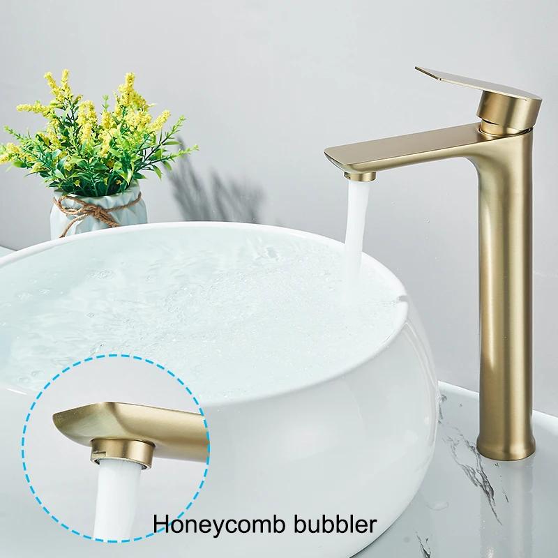 304 Stainless Steel Bathroom Faucets Deck Mounted Hot Cold Mixer Tap Single Cold Lavatory Washing Basin Sink Faucet