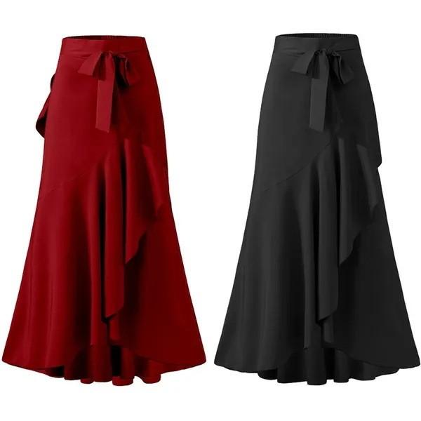 Women's Plaid Ruffle Irregular Hem High Waist Fishtail Skirt