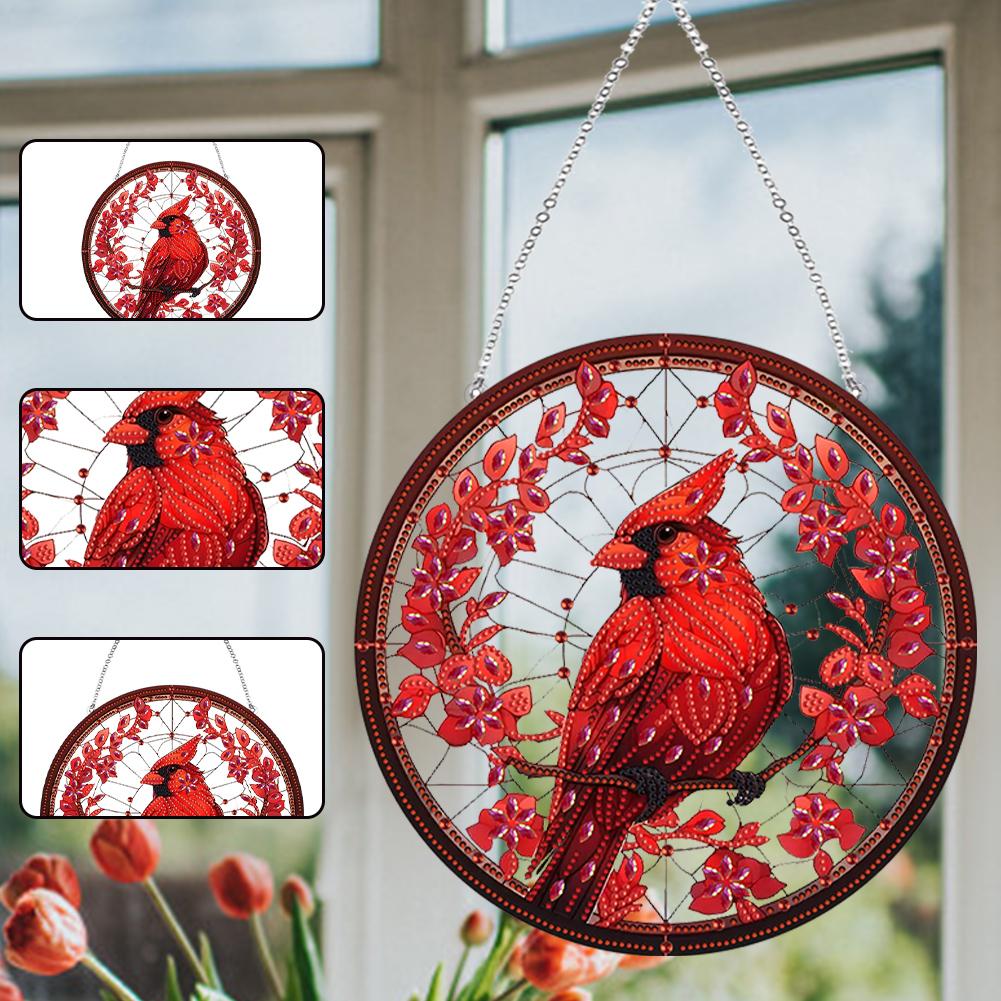 PVC Glass Special Shaped Bird Diamond Painting Hanging Suncatcher Diamond Drawing Suncatcher Ornament Window Ornament