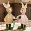 Resin Bunnies Figurine Easter Rabbit Statue Indoor Easter Decoration Modern Art Spring Home Decors,Bunnies Sculpture