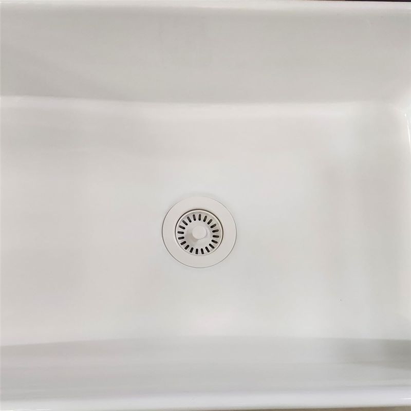 A60Z3-1/2 Inch White Polymer Drain Assembly With Basket Strainer And Stopper For Granite Or Fireclay Kitchen Sinkmay
