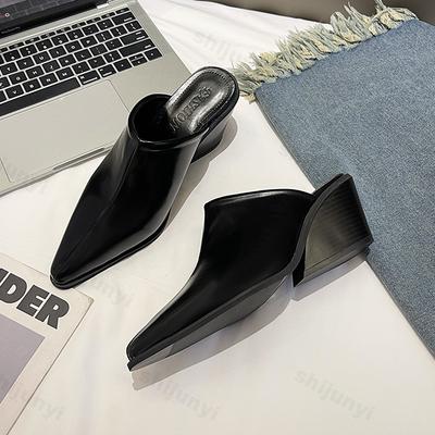 Fashion Women Slippers 2025 New Summer Square Toe Ladies Heel Mules Sexy High Heels Sandal Wedges Slippers Female Fashion Woman Sandals