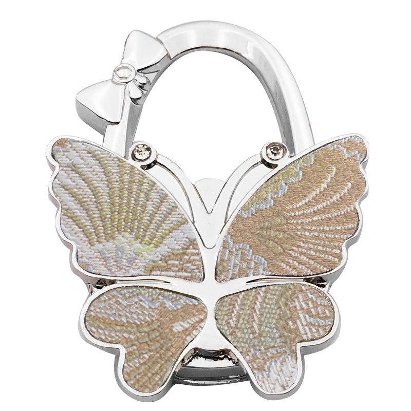 Large Matte Butterfly Hanging Bag Hook - Foldable Women's Bag Buckle & Portable Table Edge Hook for Luggage Accessories.