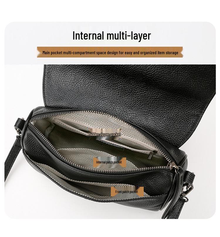 Top Layer Cowhide Women's 2025 Fashion Genuine Leather Large Capacity Crossbody Pillow Bag