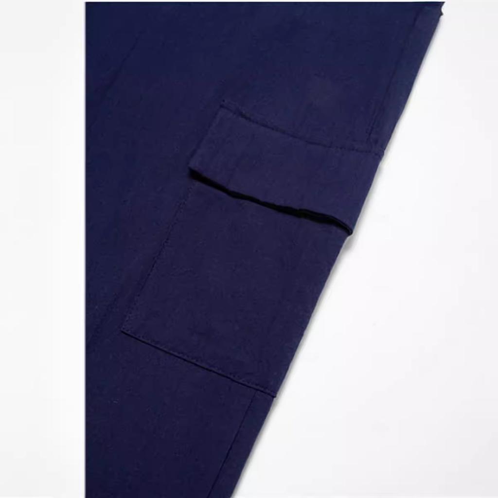 Herren Übergröße Arbeitskleidung Mehrere Taschen Einfarbig Frühling und Herbst Locker Kordelzug Atmungsaktiv Batik Weites Bein Hose