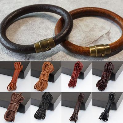 5 Meter DIY Kaffee/Rot/Braun 3mm rundes/flaches Lederseil Natürliche echte Lederschnüre
