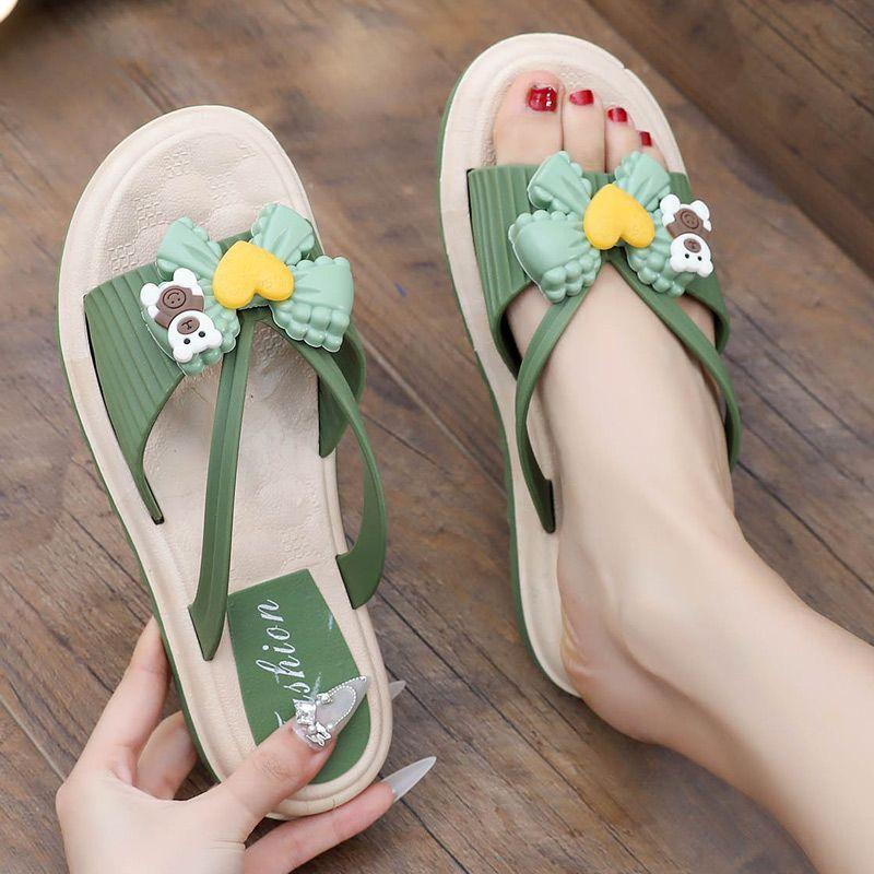 Woman Slippers Outside on Beach Sandals With Bow Platform Shoes for Women Designer Luxury Korea Style Pvc New Collection Slides