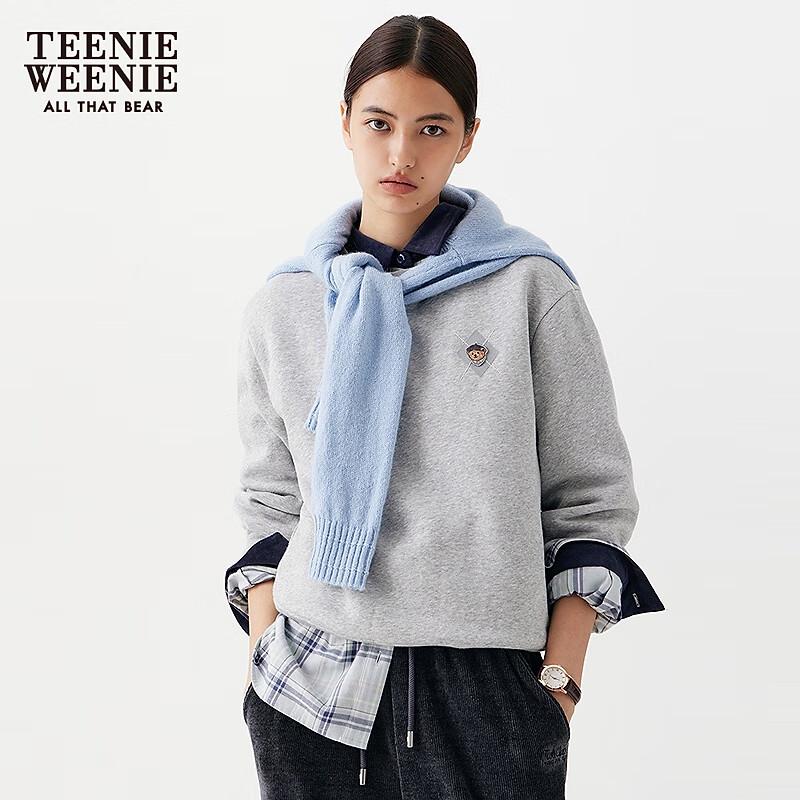 Teenie Weenie Women's Bear Embroidered Round Neck Sweatshirt