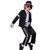 Kids 80s 90s Performance Costume, Black Sequin Jacket, Top, Trousers, Hat, Glasses, Gloves, 7 Piece Dance Party Outfits for Halloween, Stage