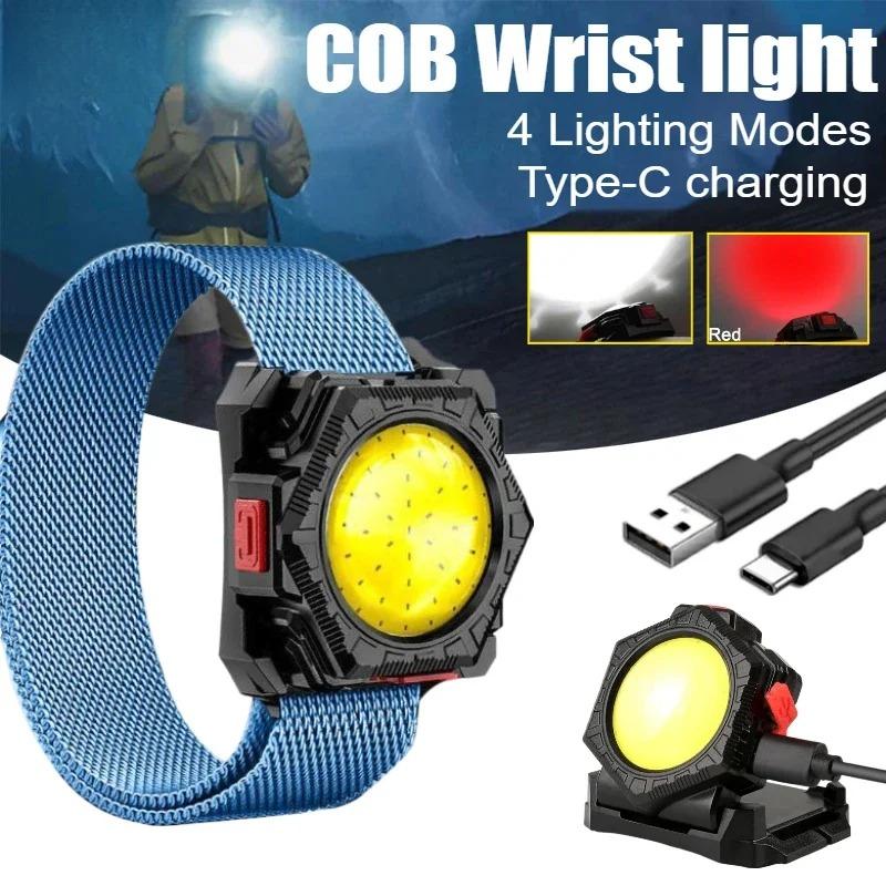 Portable LED Wrist Light Mini Flashlight USB Rechargeable Watch Lamp Wrist Lighting Torch Flashlight Outdoor Sport Running Light