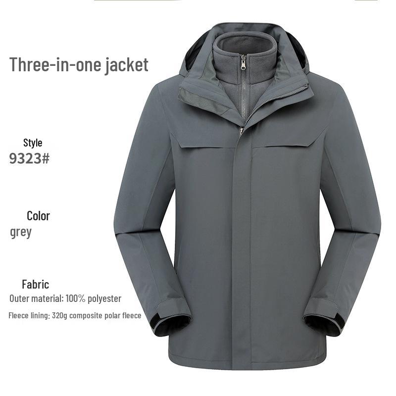 Winter Outdoor Heat-Sealed Warm Couple Outfit: Men's & Women's 3-in-1 Windproof Two-Piece Set