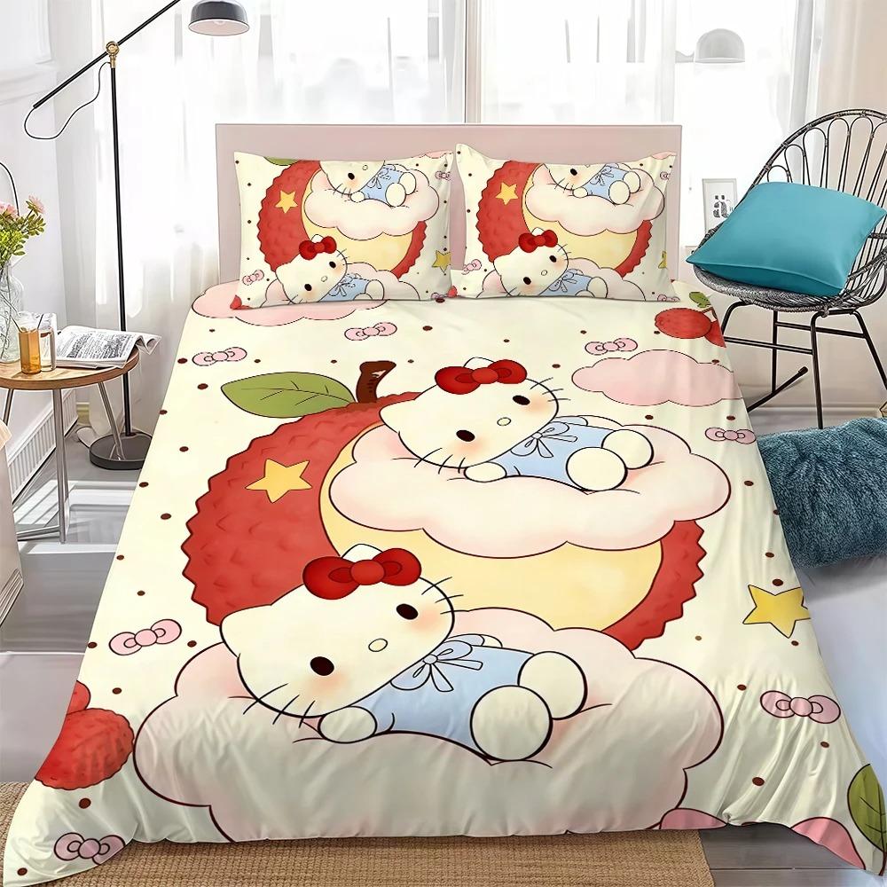 Cute Duvet Cover Set H-Hello Kittys Bedding Set Kids Boy Girl Bedroom Decoration Student Dormitory Home Style 2/3piece set