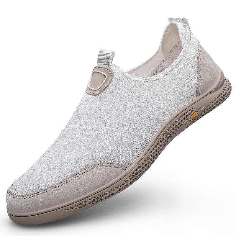 

Мужская обувь, сетчатая обувь, дышащая, на одной педали, ленивая обувь, обувь с отверстиями, сетчатая обувь с плетением, мужская спортивная обувь для отдыха на мягкой подошве 45 бежевый