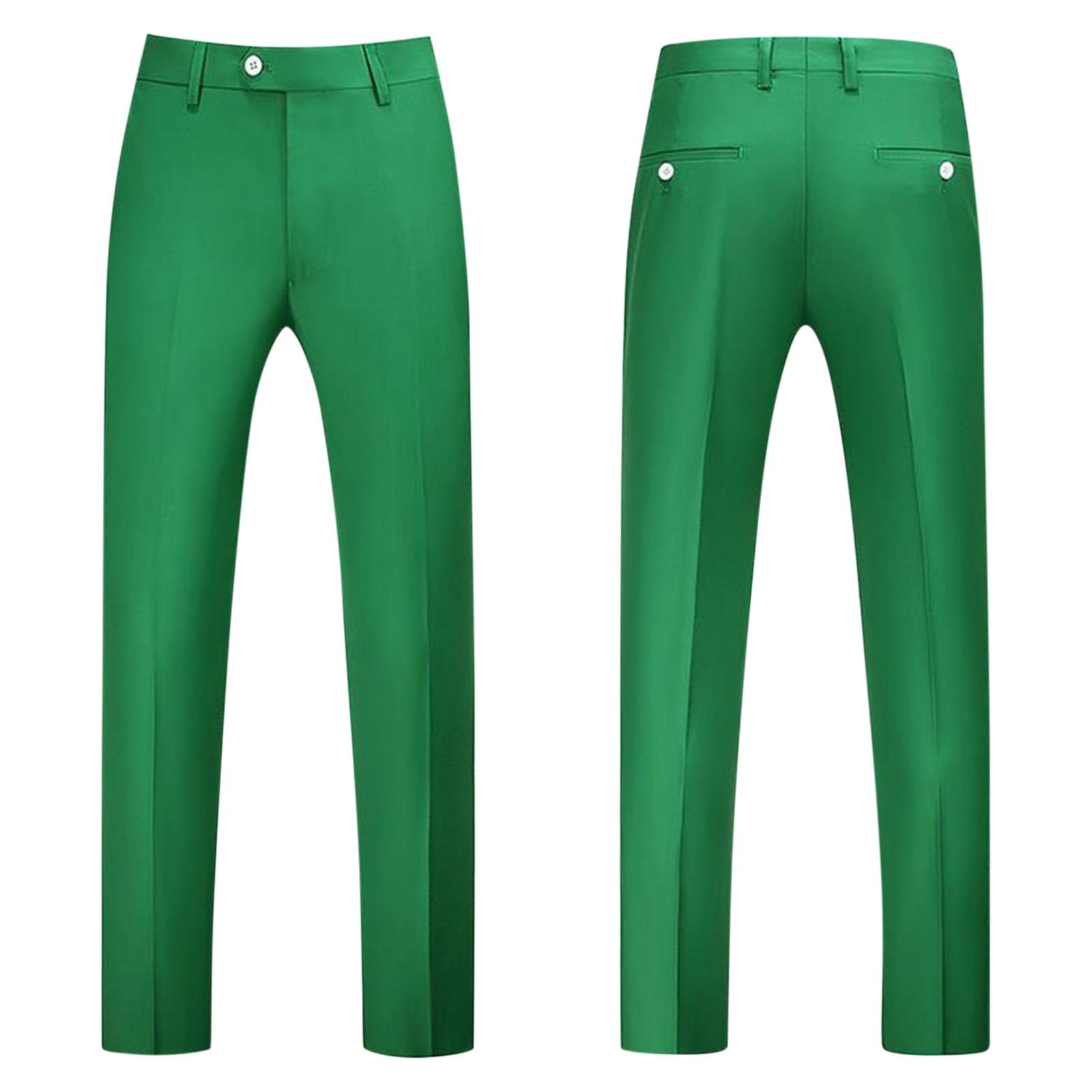 

Мужские однотонные брюки большого размера, мужские повседневные деловые брюки прямого кроя 40 зелёный